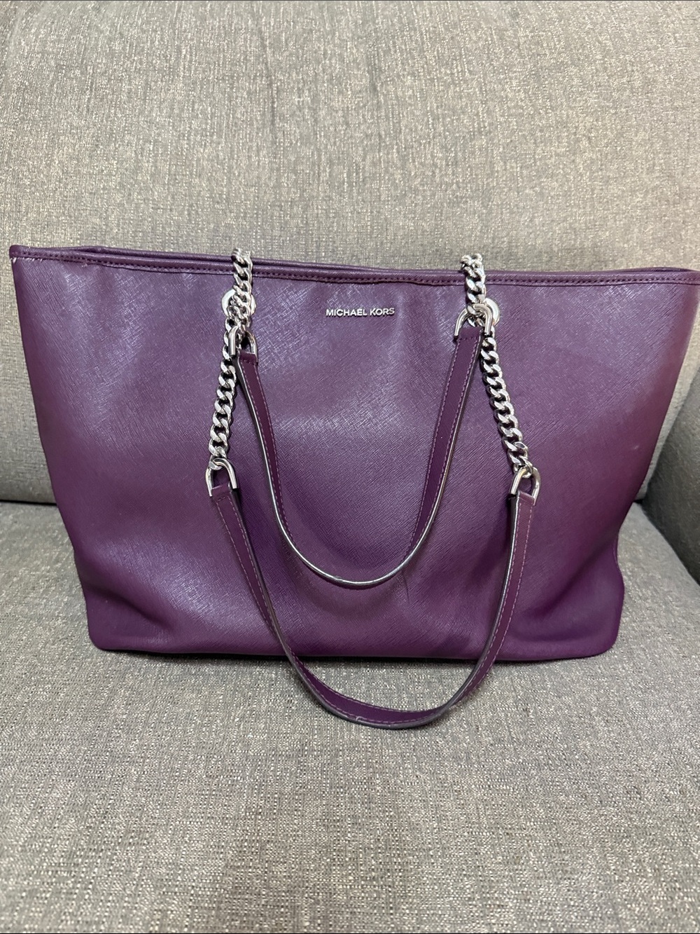 Michael Kors Plum Interior Organizer with Multiple Zip Compartments